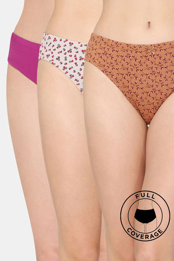 Buy Rosaline Radiant Dream Medium Rise Full Coverage Bikini Panty (Pack of 3) - Assorted